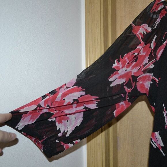 Inc International Concept Women's Smocked Babydoll Pink Floral Blouse - Picture 4 of 9